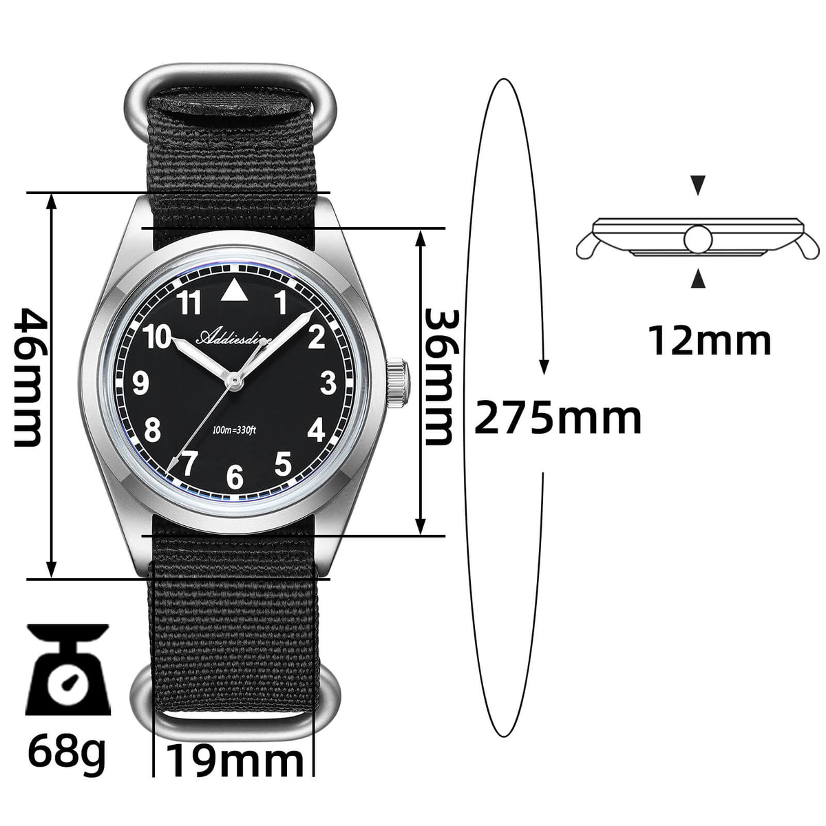 ADDIESDIVE 37mm VH31 Retro Pilot Field Watch AD2079 – addiesdive-it