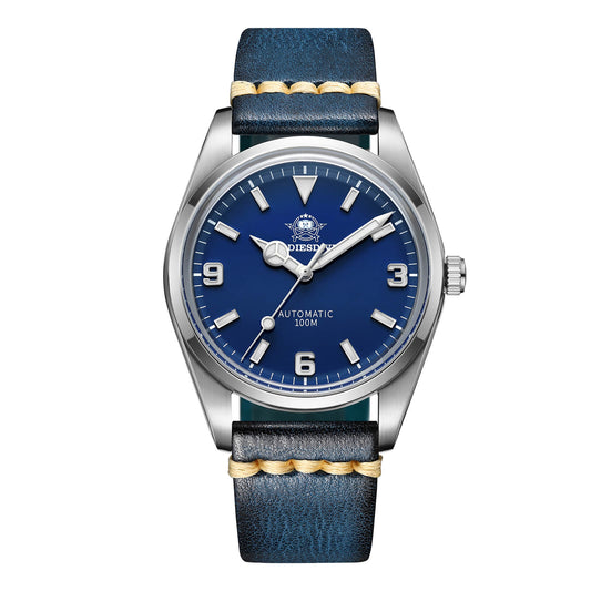 ADDIESDIVE Orologio Pilota Automatico 38mm 100M (AD2112-cinturino in pelle) Blu Dail