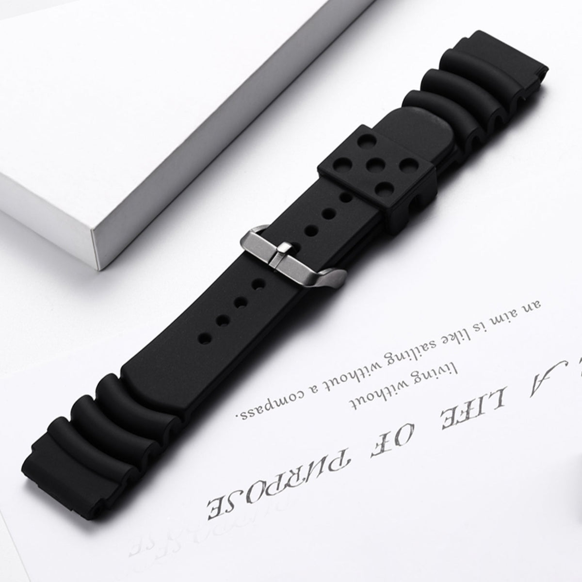 Cinturino in silicone per orologi da uomo Diver Nero 20 mm 22 mm