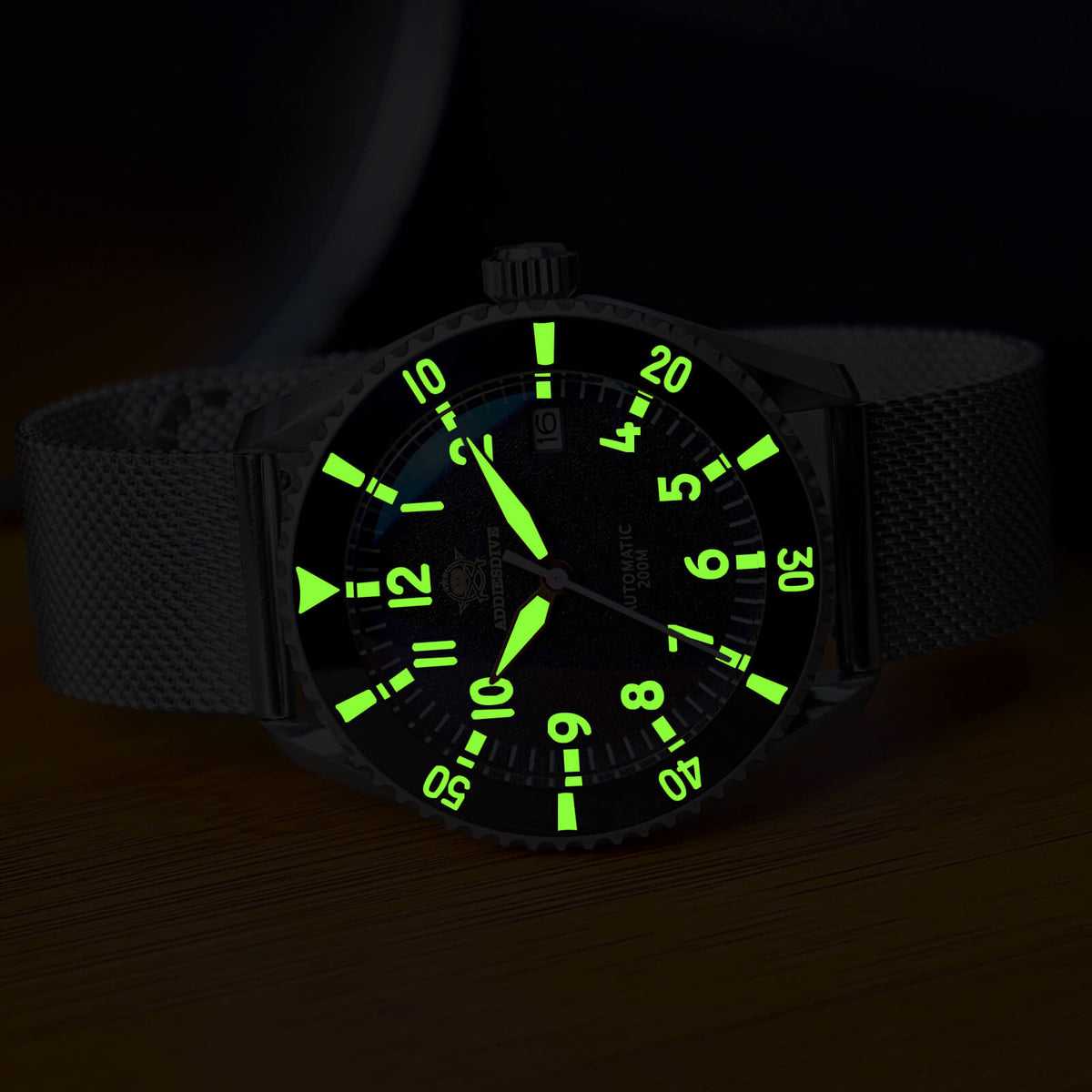 ADDIESDIVE Orologio Automatico da uomo con cinturino in maglia di acciaio inossidabile Diver 200M H9