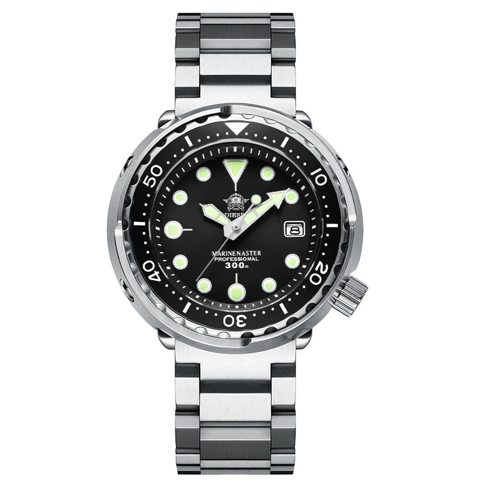 ★Magazzino italiano★ Orologio subacqueo meccanico automatico ADDIESDIVE® Tuna Series, impermeabile fino a 300 m, nero (Modello: AD2522)