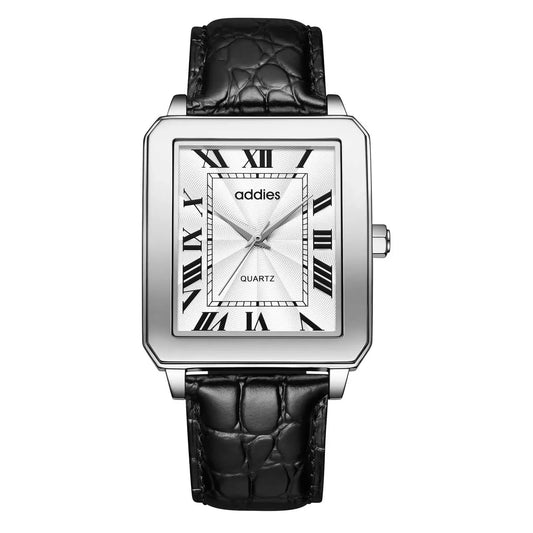 Orologio analogico al quarzo da uomo ADDIES con quadrante quadrato e cinturino in pelle (MY-RM05) Bianco
