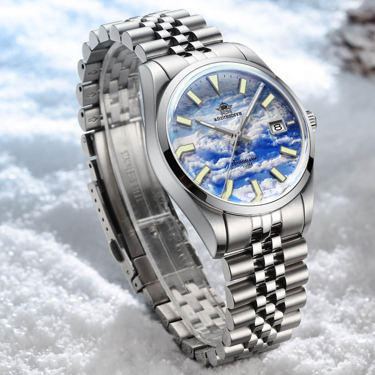 Addiesdive 39mm Orologio Automatico con Quadrante 3D Sea of Clouds AD2041
