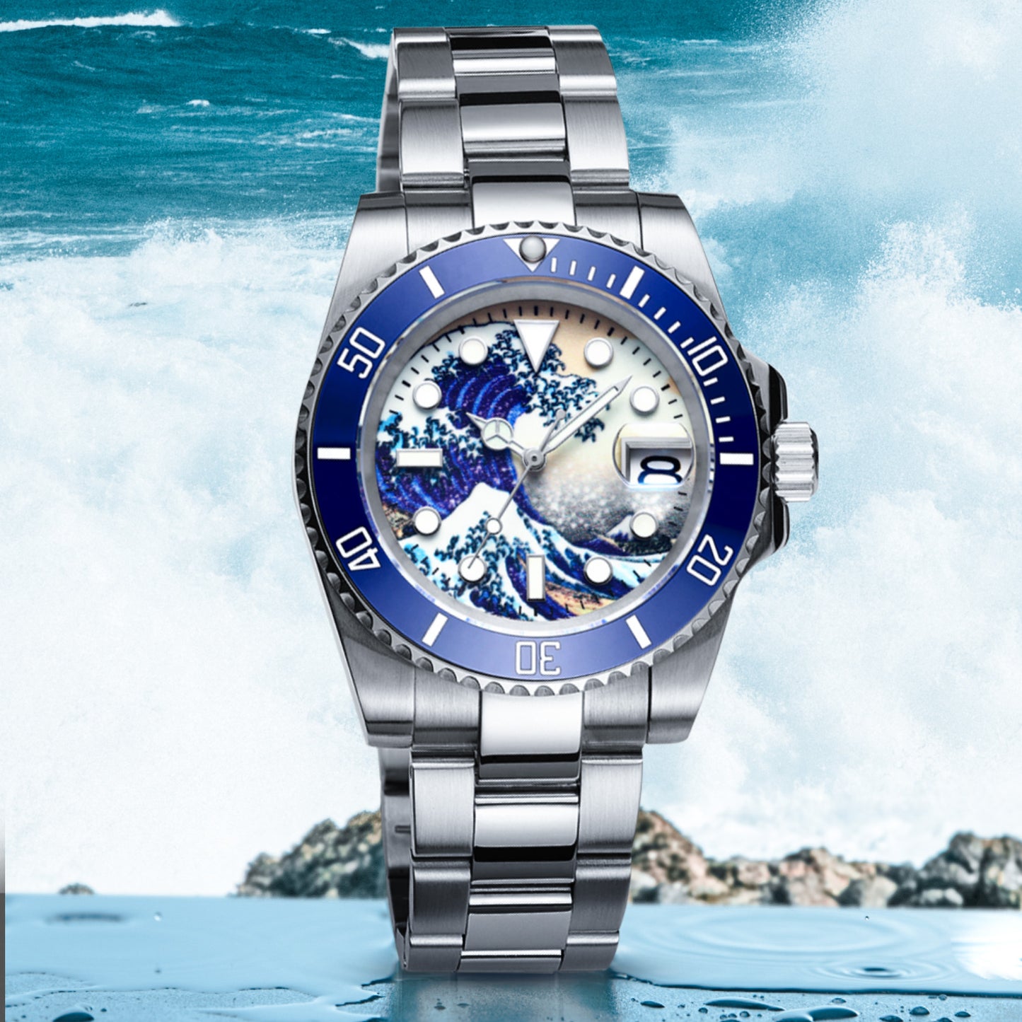 ADDIESDIVE Orologio Subacqueo Great Wave Sub (H3AC-Surf)