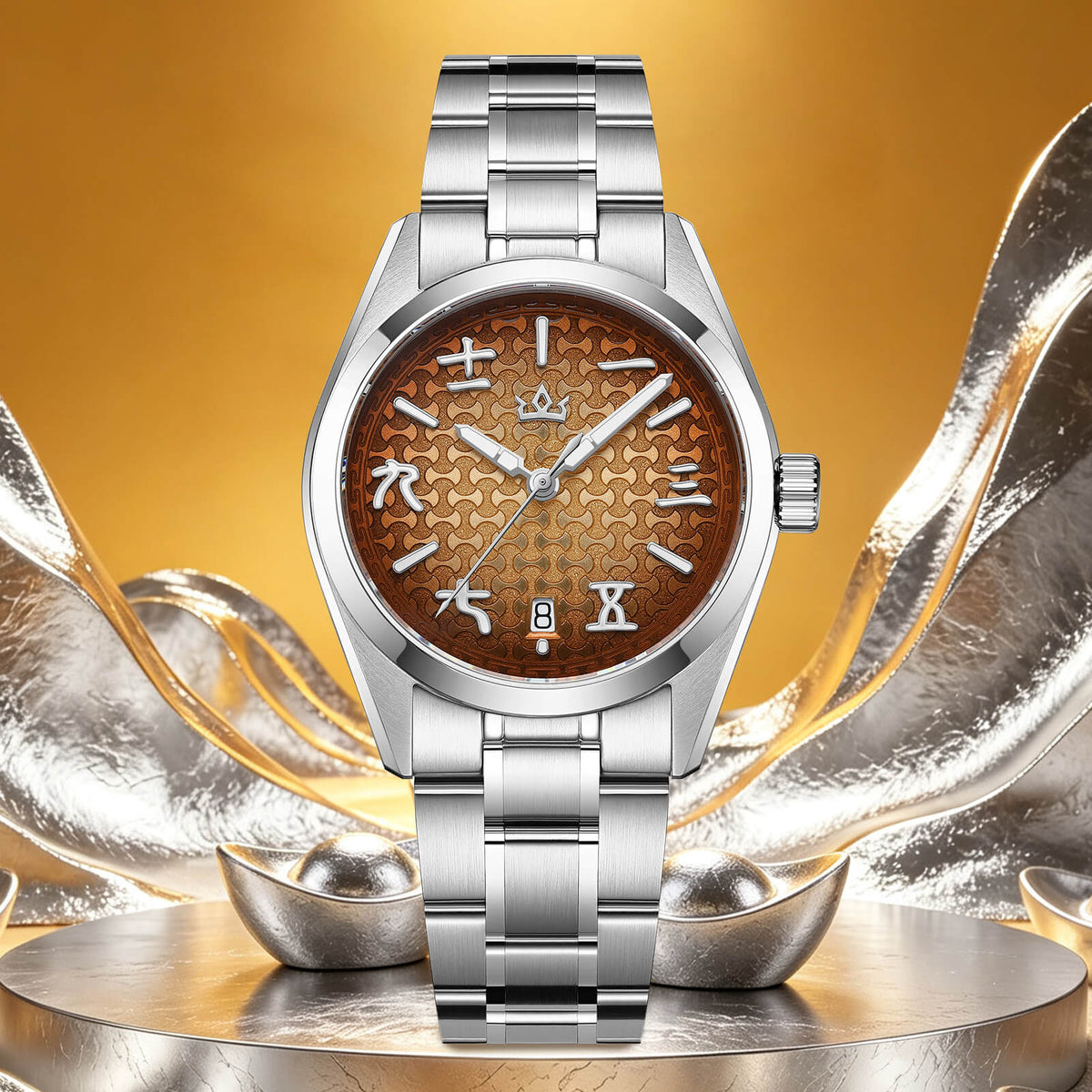 🔥SALDI D'AUTUNNO 🔥 Orologio automatico AddiesKIN K011 da 38 mm con quadrante a motivo "lingotto" e movimento 9015