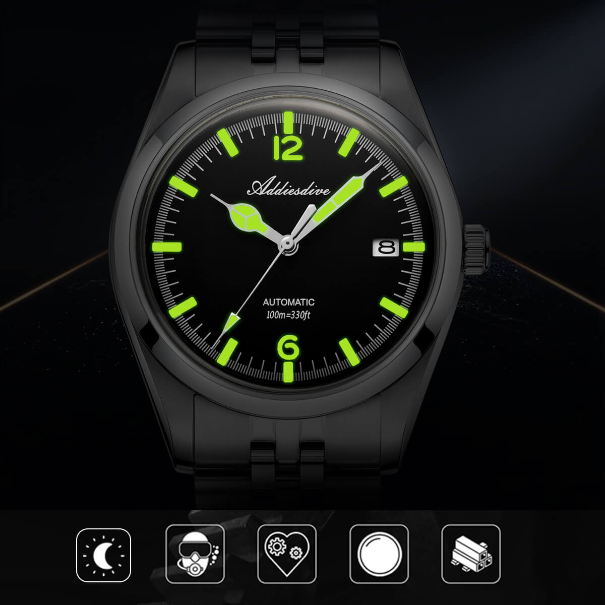 ★Magazzino italiano★Addiesdive Orologio automatico da 39 mm, subacqueo 100 m, NH35 (AD2038)