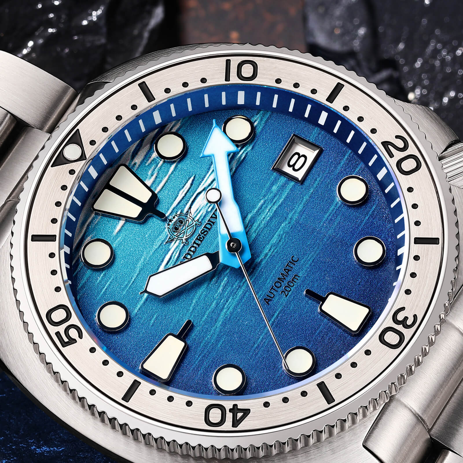 ADDIESDIVE Orologio subacqueo con quadrante 3D con tartaruga di mare profondo （AD2045）