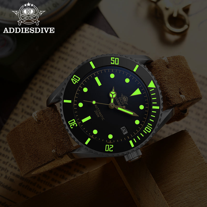 🔥SALDI D'AUTUNNO 🔥ADDIESDIVE® Orologio subacqueo automatico in pelle AD2101