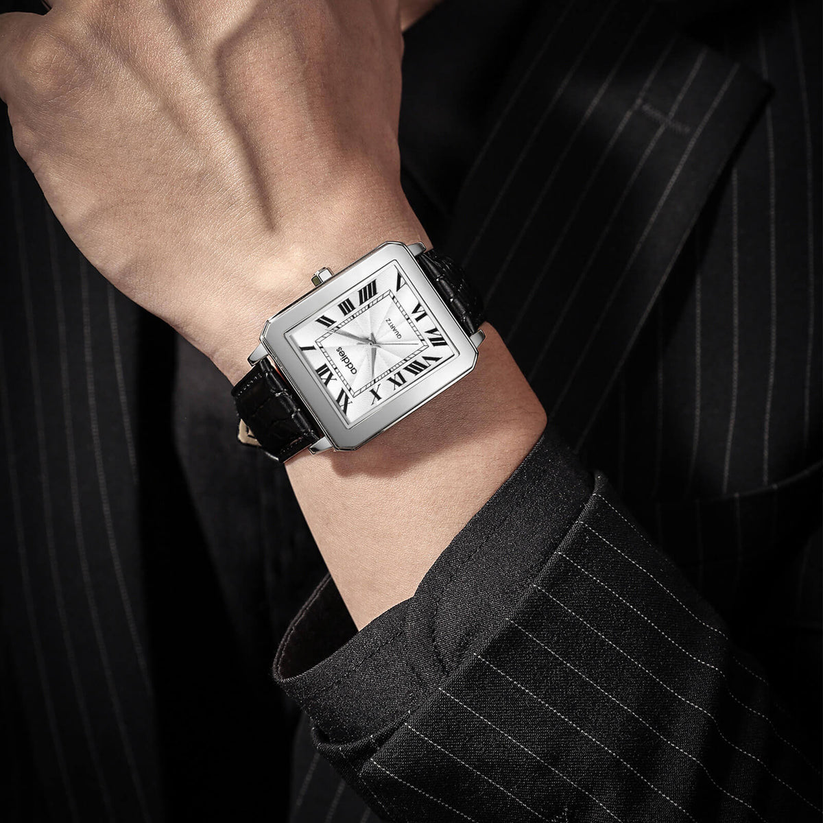 Orologio analogico al quarzo da uomo ADDIES con quadrante quadrato e cinturino in pelle (MY-RM05)