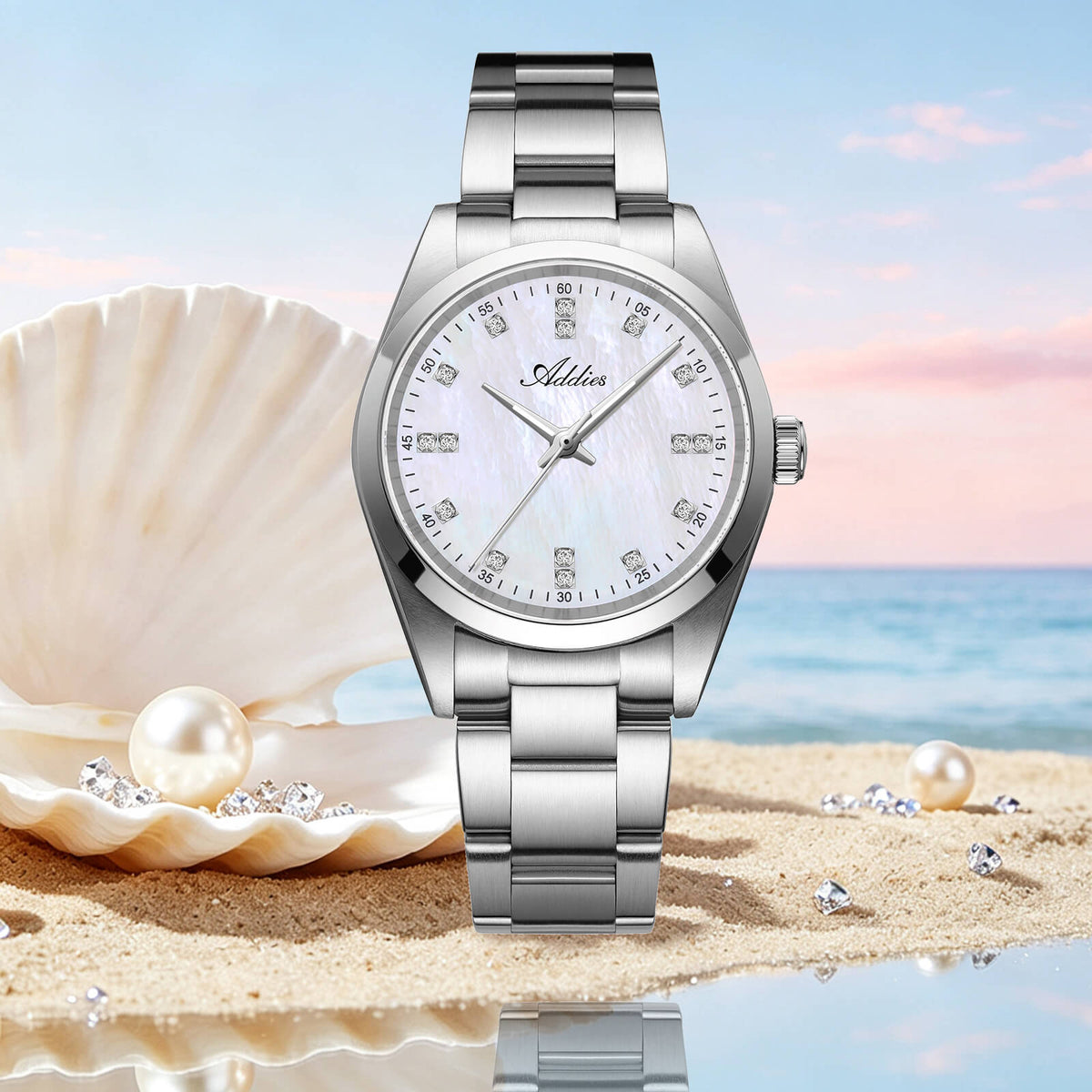 Orologio da donna di lusso Addies al quarzo in acciaio inox, 31 mm (AW25909)