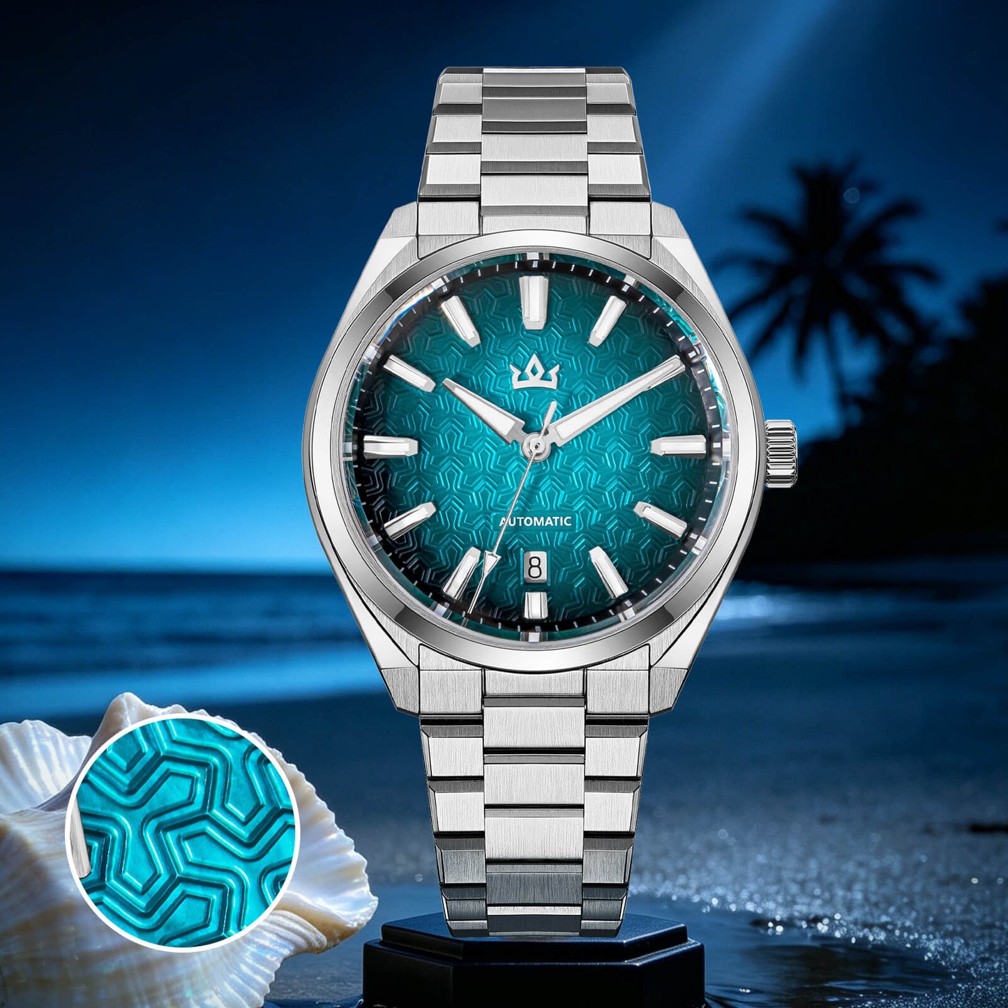 Orologio automatico di lusso AddiesKIN K014 da 40 mm con quadrante in rilievo tipo cammeo e movimento ST2130