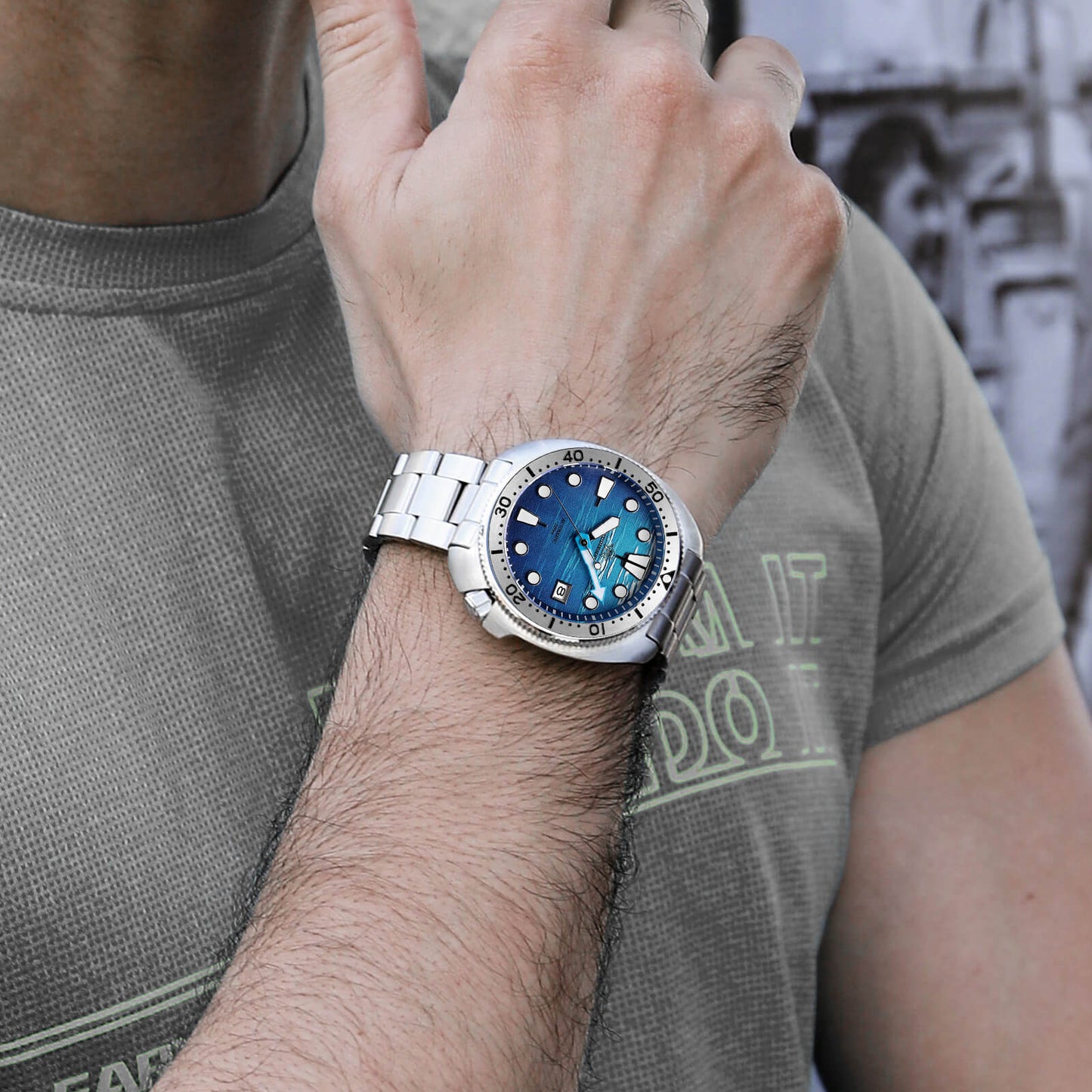 ADDIESDIVE Orologio subacqueo con quadrante 3D con tartaruga di mare profondo （AD2045）