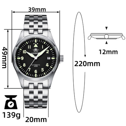 ★Magazzino Italia★ADDIESDIVE AD2519 Subacqueo Retro | 200M, Automatico, Zaffiro