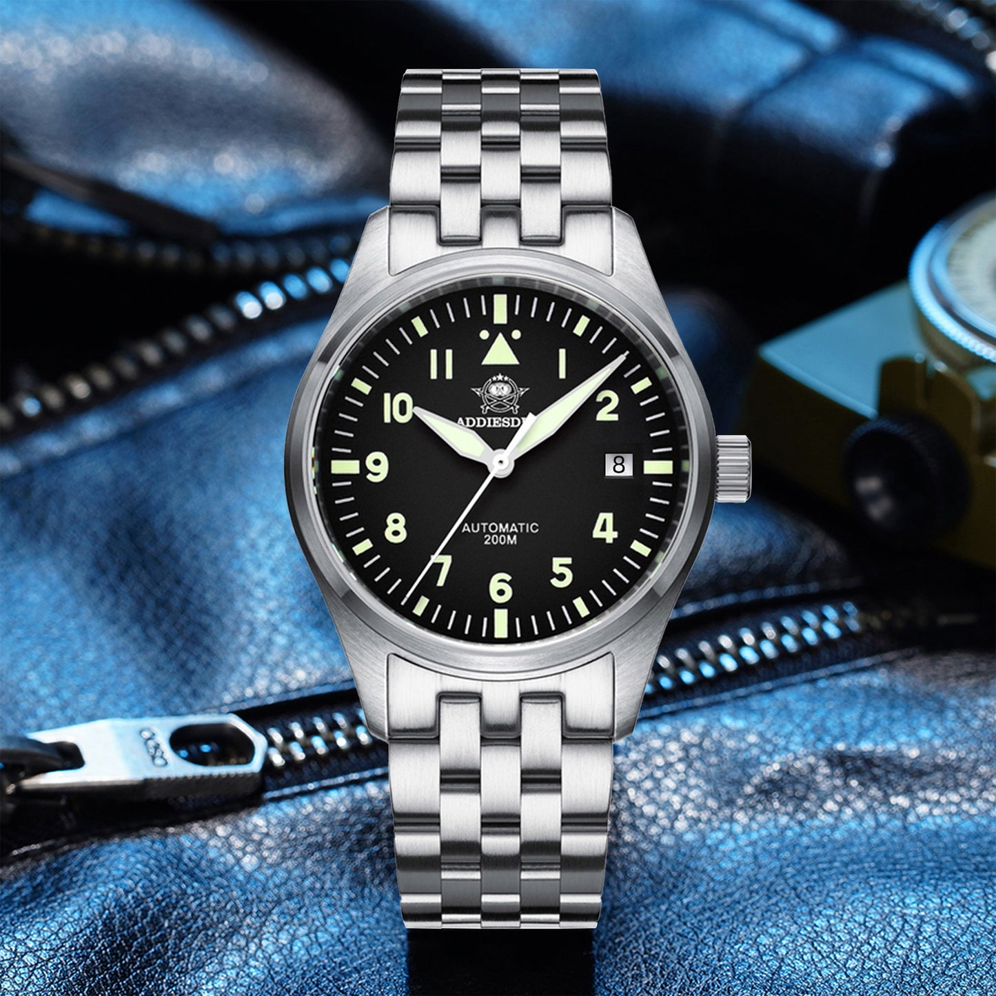 ★Magazzino Italia★ADDIESDIVE AD2519 Subacqueo Retro | 200M, Automatico, Zaffiro