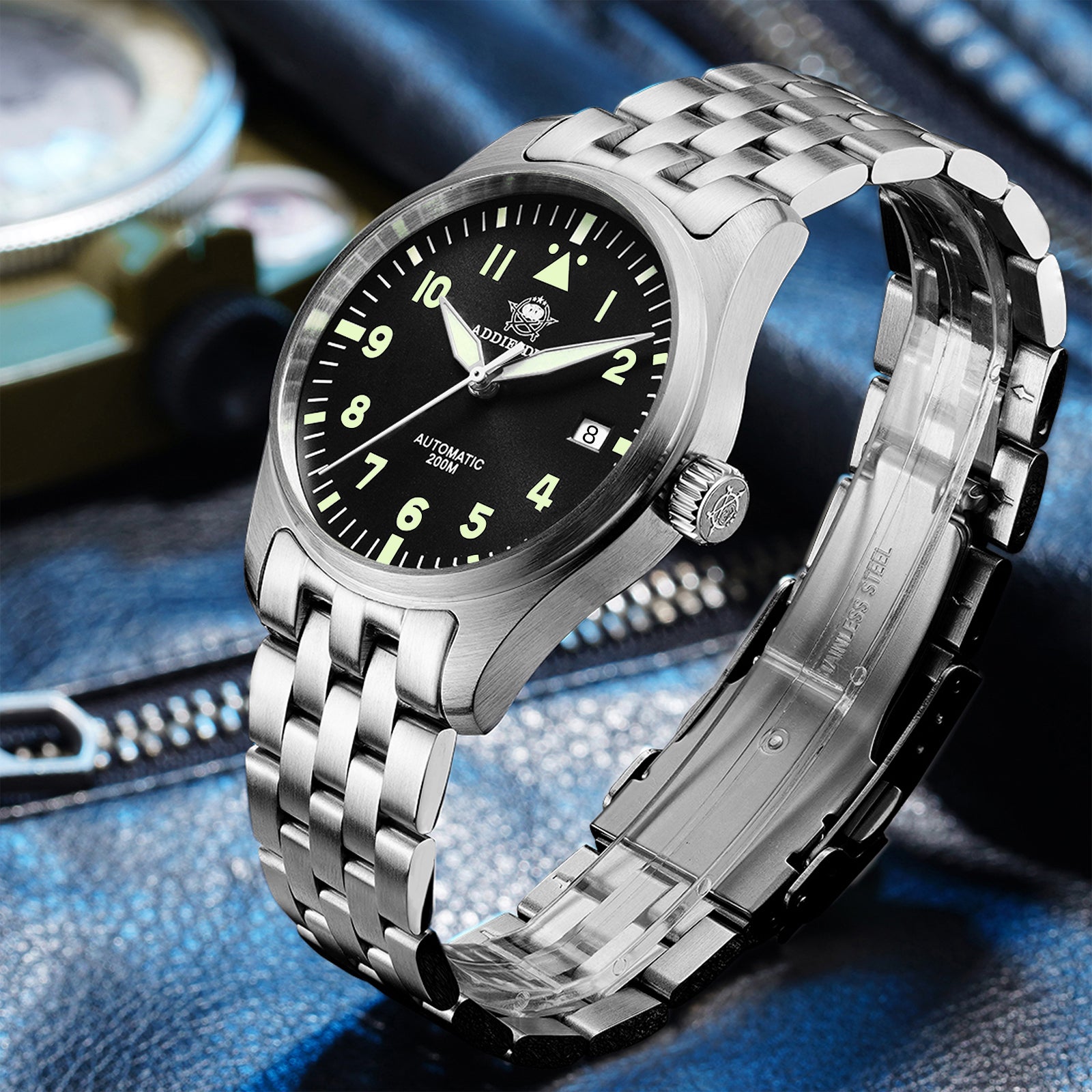 ★Magazzino Italia★ADDIESDIVE AD2519 Subacqueo Retro | 200M, Automatico, Zaffiro