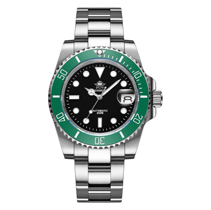 ADDIESDIVE Orologio subacqueo automatico da uomo, subacqueo 200 m, NH35A/8215 (H3AC) nero e verde