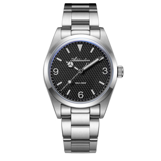 ★Saldi Anniversario★Orologio subacqueo ADDIESDIVE Explore da 36 mm, orologio al quarzo VH31 AD2096 Nero BGW9 (Bagliore blu)