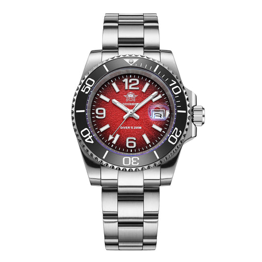 ★Magazzino italiano★Addiesdive Orologio Subacqueo Moderno da 41 mm al Quarzo con Impermeabilità 200 M, AD2513 Rosso