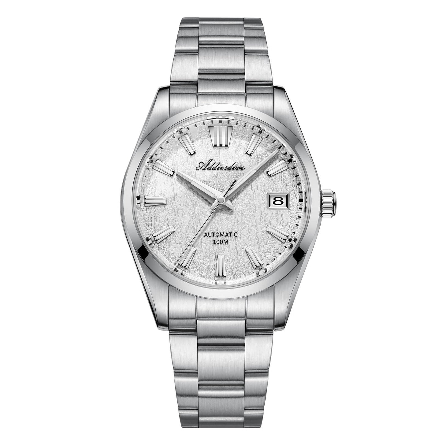 ADDIESDIVE 39mm Orologio Automatico NH35 con Quadrante 3D Bark Texture da AD2075 Bianco