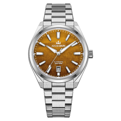 🔥SALDI D'AUTUNNO 🔥 Orologio automatico di lusso AddiesKIN K010 da 40 mm con quadrante in pietra naturale e movimento Miyota 9015 Yellow Dial