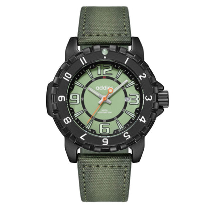 ADDIES Orologio Sportivo al Quarzo MY-057, Impermeabile Fino a 50 m Cassa nera ghiera nera quadrante verde cinturino verde