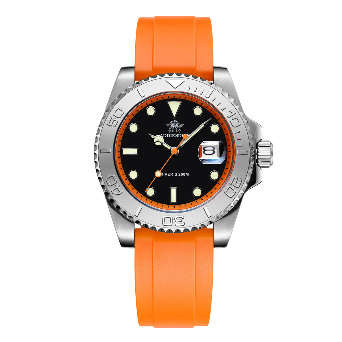 ★Saldi Anniversario★ADDIESDIVE Orologio Sportivo al Quarzo da 41 mm Impermeabile 200 m (AD2040) colore arancione argento Cinturino in silicone