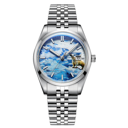 Addiesdive 39mm Orologio Automatico 3D Glacier Polar Bear Dial AD2042