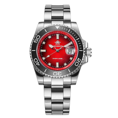 ADDIESDIVE 41 mm Orologio Subacqueo al Quarzo da AD2089 Rosso Cinturino in acciaio