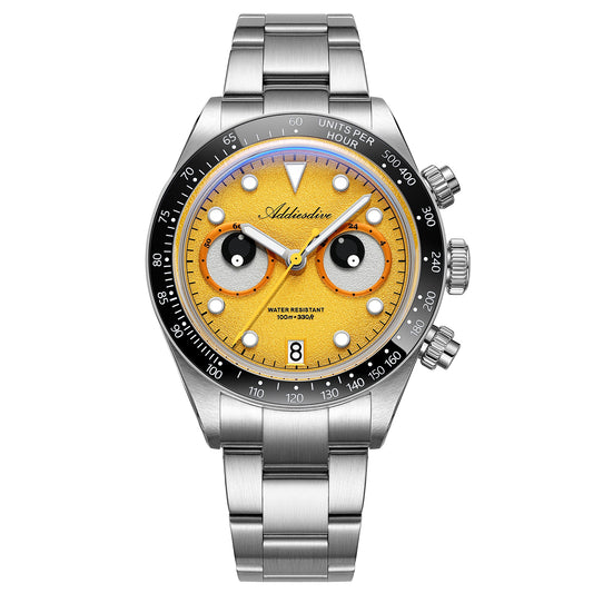 ADDIESDIVE AD2557 – Orologio Cronografo da Uomo 40mm al Quarzo VK64 con Quadrante Eye Yellow