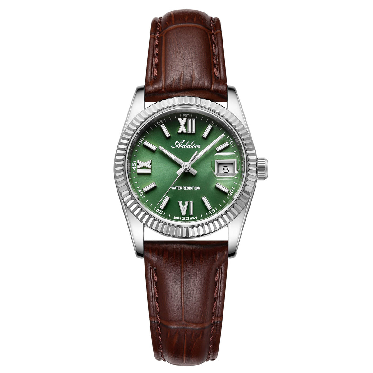 ★Nuovi Arrivi★Orologio da donna di lusso Addies da 28 mm con movimento al quarzo AW25901 Argento e verde