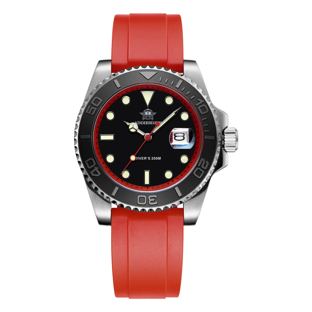 ★Saldi Anniversario★ADDIESDIVE Orologio Sportivo al Quarzo da 41 mm Impermeabile 200 m (AD2040) rosso nero Cinturino in silicone