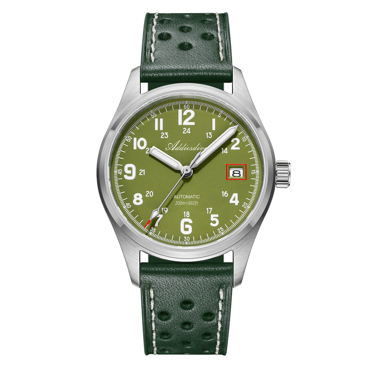 🔥SALDI D'AUTUNNO 🔥ADDIESDIVE 39mm Orologio Explore NH35 Automatico AD2070 verde Cinturino in pelle