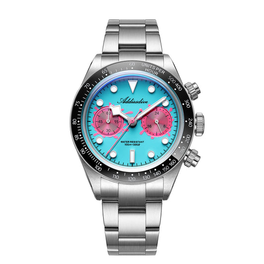 ★Saldi Anniversario★ Orologio cronografo ADDIESDIVE 40 mm VK64 AD2520 Blu