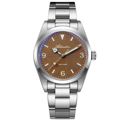 ★Saldi Anniversario★Orologio subacqueo ADDIESDIVE Explore da 36 mm, orologio al quarzo VH31 AD2096 Marrone BGW9 (Bagliore blu)