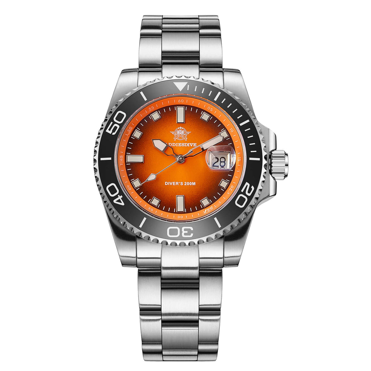 ADDIESDIVE 41 mm Orologio Subacqueo al Quarzo da AD2089 Arancione Cinturino in acciaio