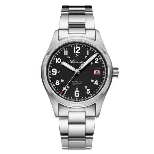 ADDIESDIVE 39mm Orologio Explore NH35 Automatico AD2070 nero Cinturino in acciaio