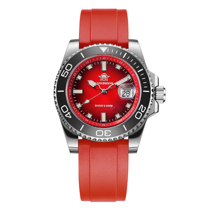 ADDIESDIVE 41 mm Orologio Subacqueo al Quarzo da AD2089 Rosso Cinturino in silicone