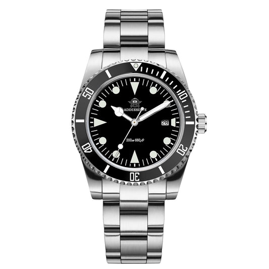 ADDIESDIVE Orologio al Quarzo da 39 mm con Lunetta Girevole Bidirezionale AD2068 Nero