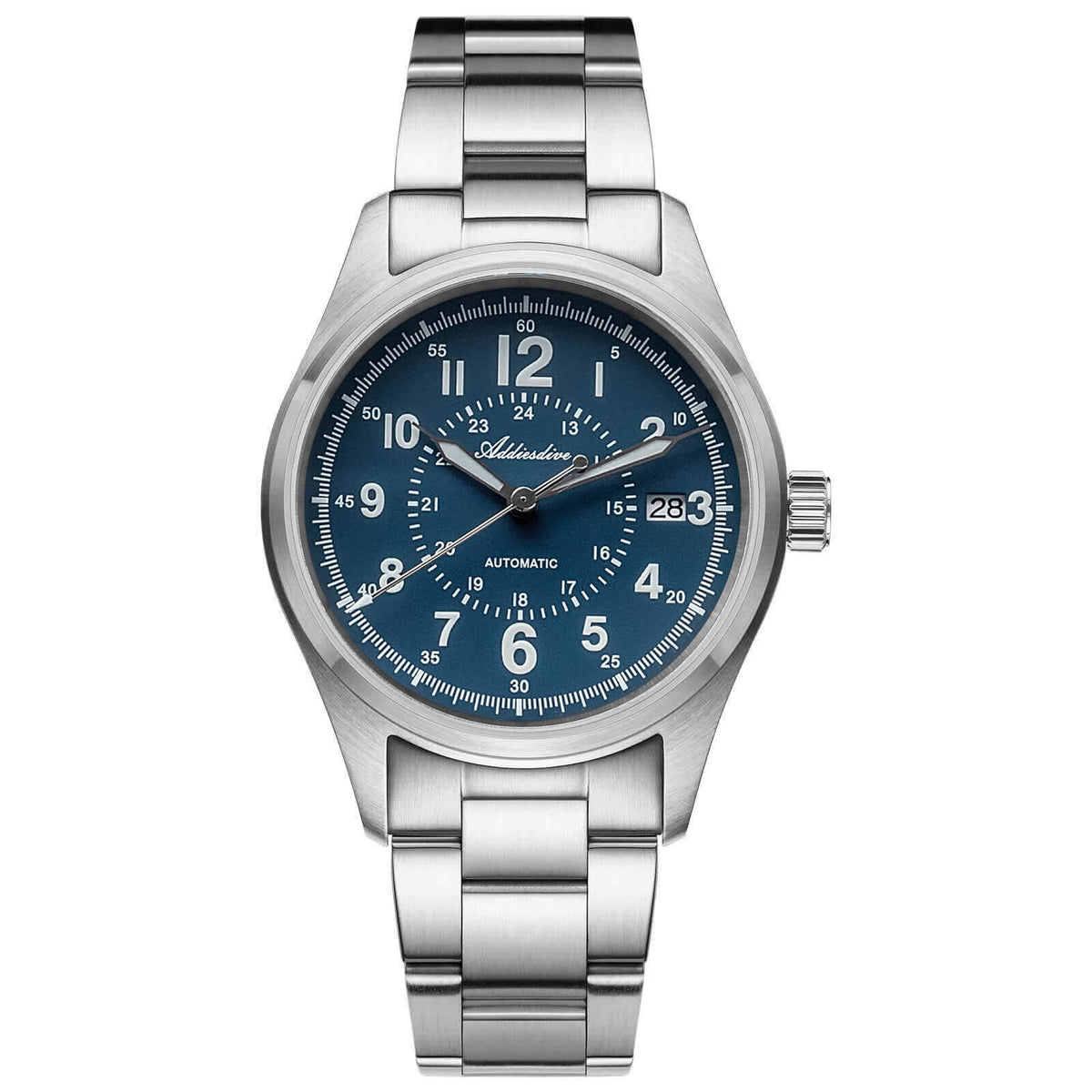ADDIESDIVE Orologio automatico in cristallo di zaffiro da 39 mm Orologio da campo AD2074 blu