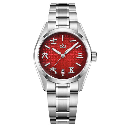 🔥SALDI D'AUTUNNO 🔥 Orologio automatico AddiesKIN K011 da 38 mm con quadrante a motivo "lingotto" e movimento 9015 RedBlue and red