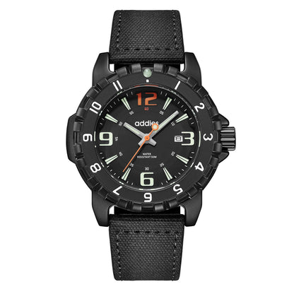 ADDIES Orologio Sportivo al Quarzo MY-057, Impermeabile Fino a 50 m Cassa nera ghiera nera quadrante nero cinturino nero