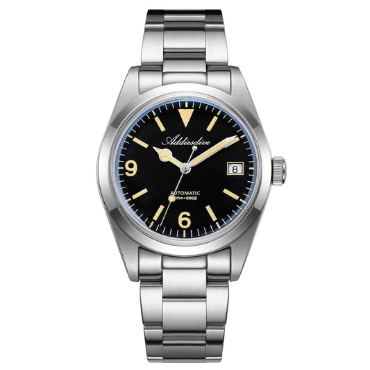 🔥SALDI D'AUTUNNO 🔥 Orologio ADDIESDIVE 36mm AD2556 Automatico Stile Explorer con Movimento ST2130 e Vetro Zaffiro Bombato Black Dial with C3 Green Lume