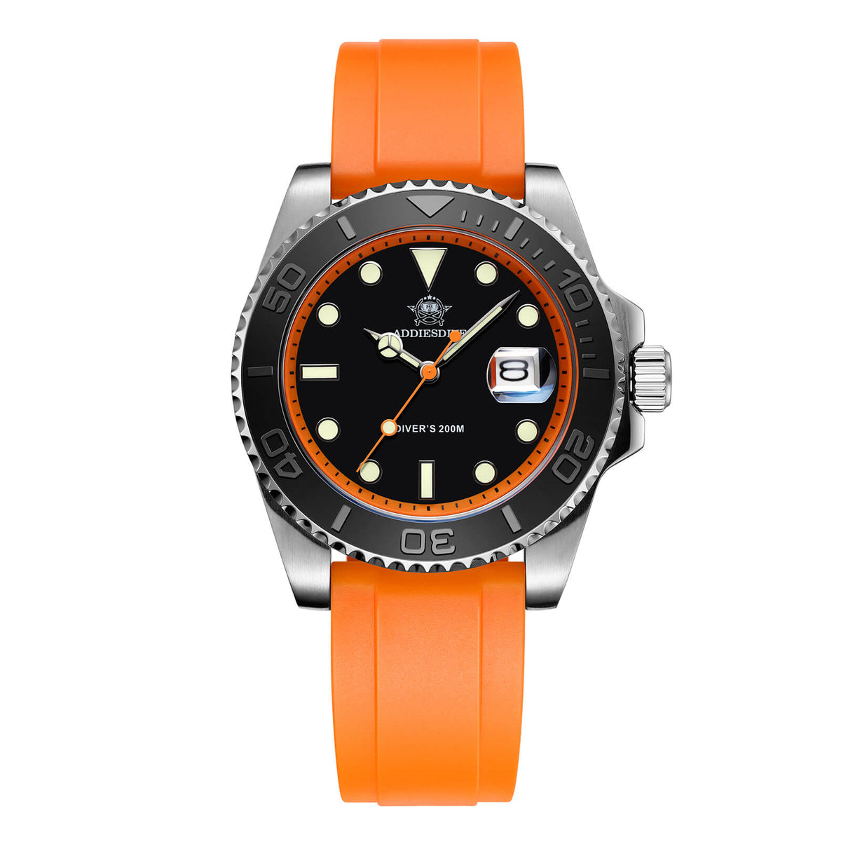 ★Saldi Anniversario★ADDIESDIVE Orologio Sportivo al Quarzo da 41 mm Impermeabile 200 m (AD2040) colore arancione nero Cinturino in silicone