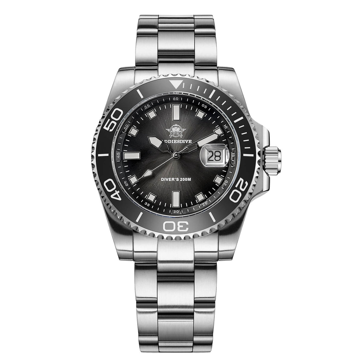 ADDIESDIVE 41 mm Orologio Subacqueo al Quarzo da AD2089 Nero Cinturino in acciaio