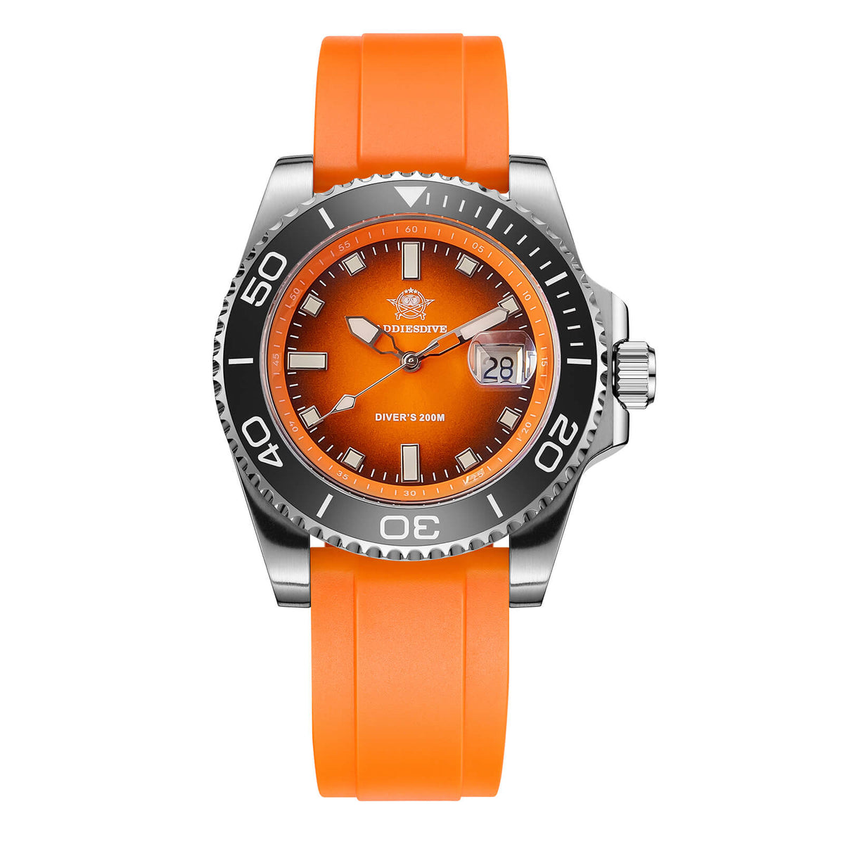 ADDIESDIVE 41 mm Orologio Subacqueo al Quarzo da AD2089 Arancione Cinturino in silicone