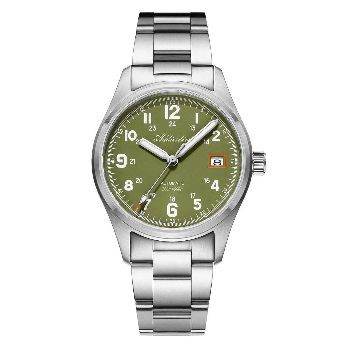 🔥SALDI D'AUTUNNO 🔥ADDIESDIVE 39mm Orologio Explore NH35 Automatico AD2070 verde Cinturino in acciaio