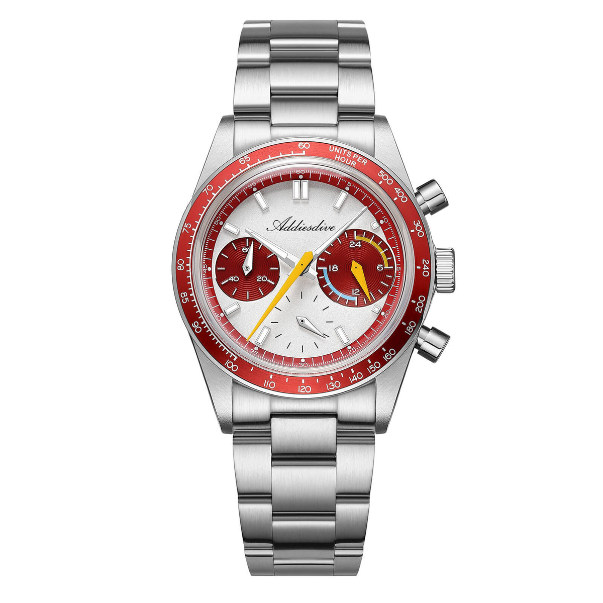 🔥SALDI D'AUTUNNO 🔥 Orologio cronografo al quarzo ADDIESDIVE 37 mm VK63 da corsa AD2539 Rosso