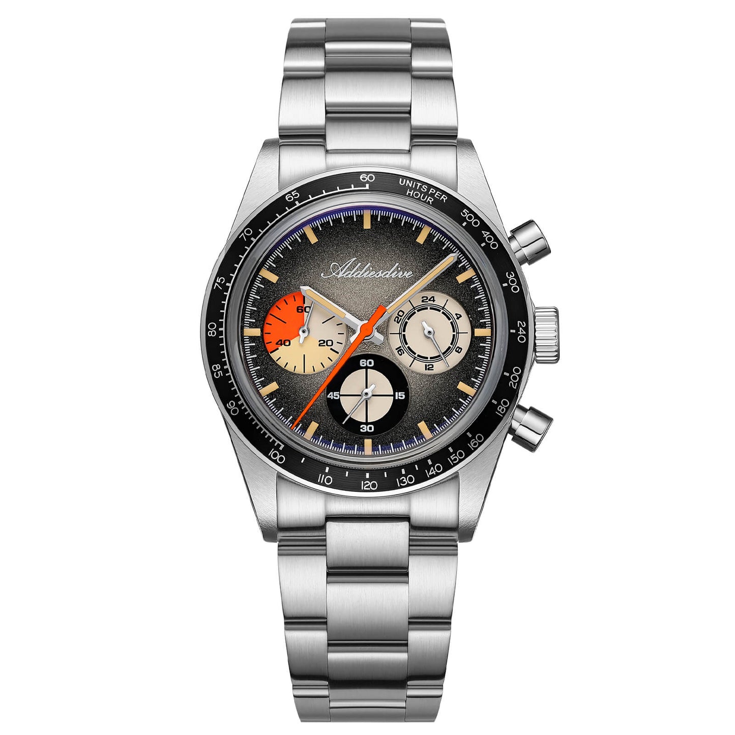 ADDIESDIVE 37mm Orologio Cronografo al Quarzo di Lusso AD2551 Nero