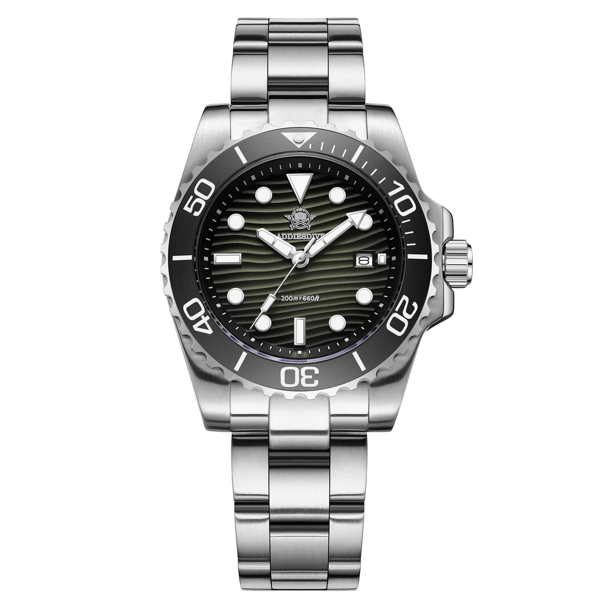 🔥SALDI D'AUTUNNO 🔥Orologio subacqueo al quarzo Addiesdive da 41 mm con quadrante a trama "deserto" AD2537 Verde