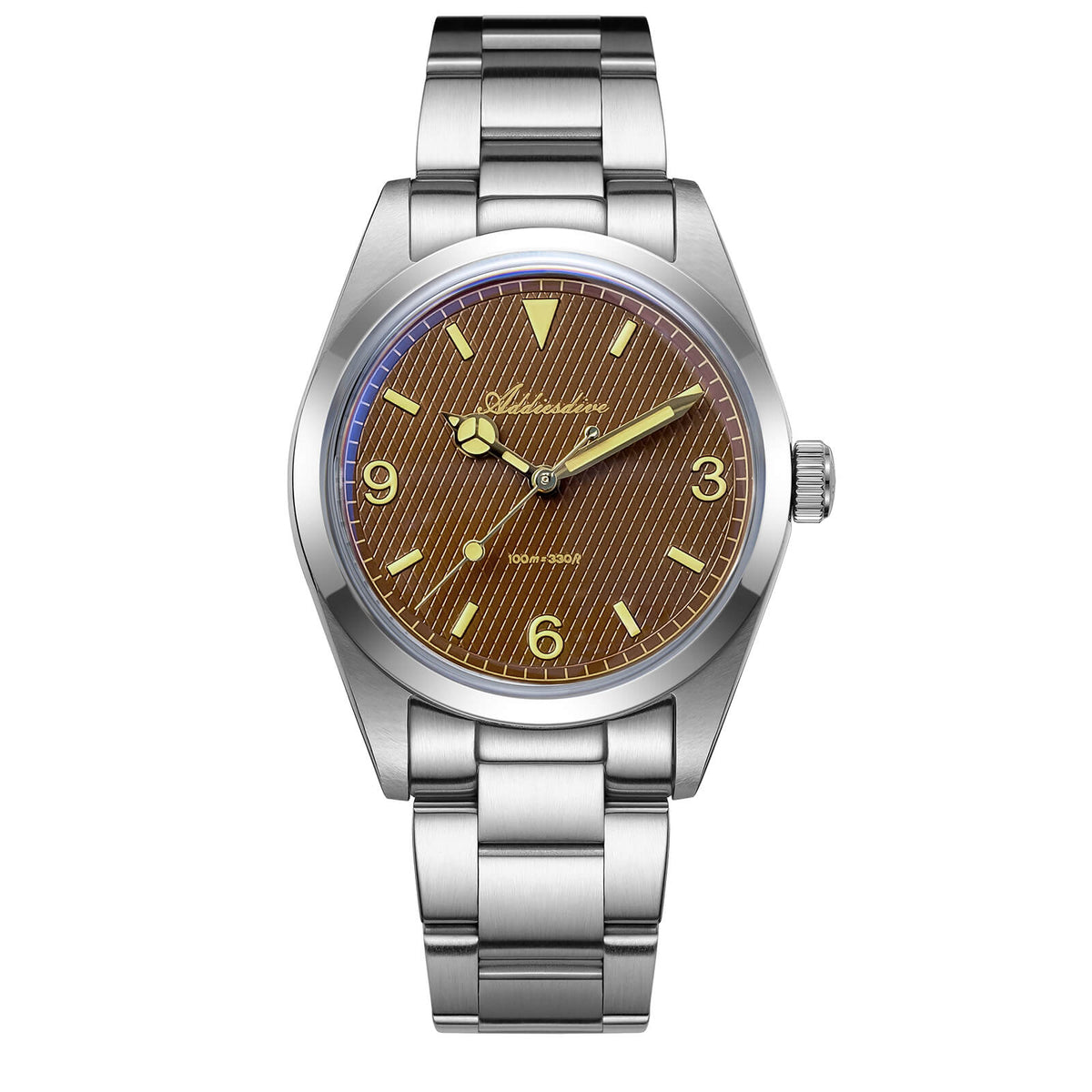 ★Saldi Anniversario★Orologio subacqueo ADDIESDIVE Explore da 36 mm, orologio al quarzo VH31 AD2096 Marrone C3 (bagliore verde)